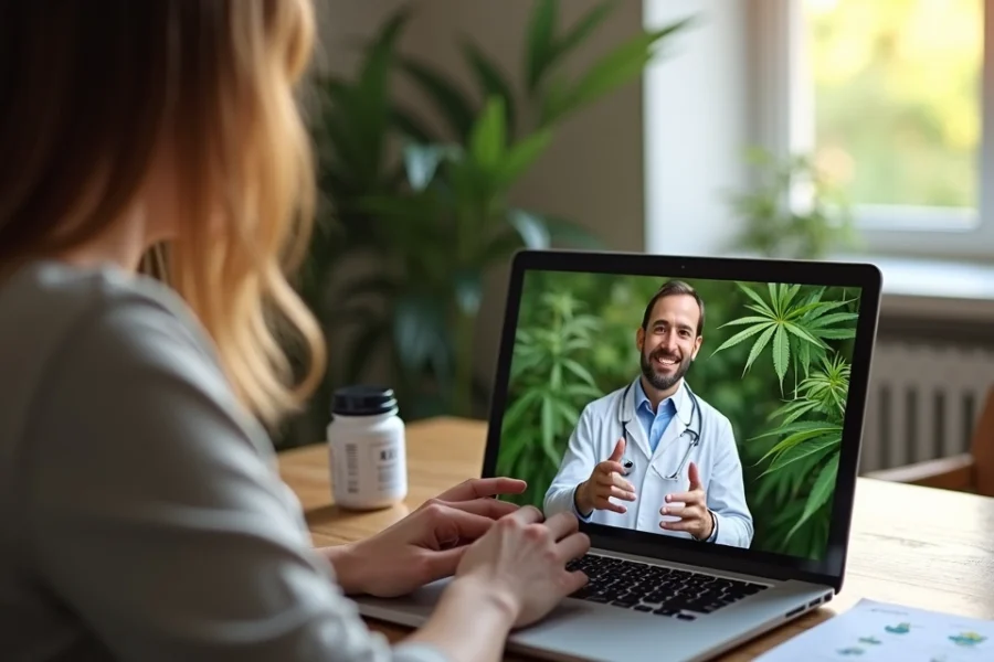 Paciente recebendo consulta médica online sobre uso de derivados de cannabis medicinal
